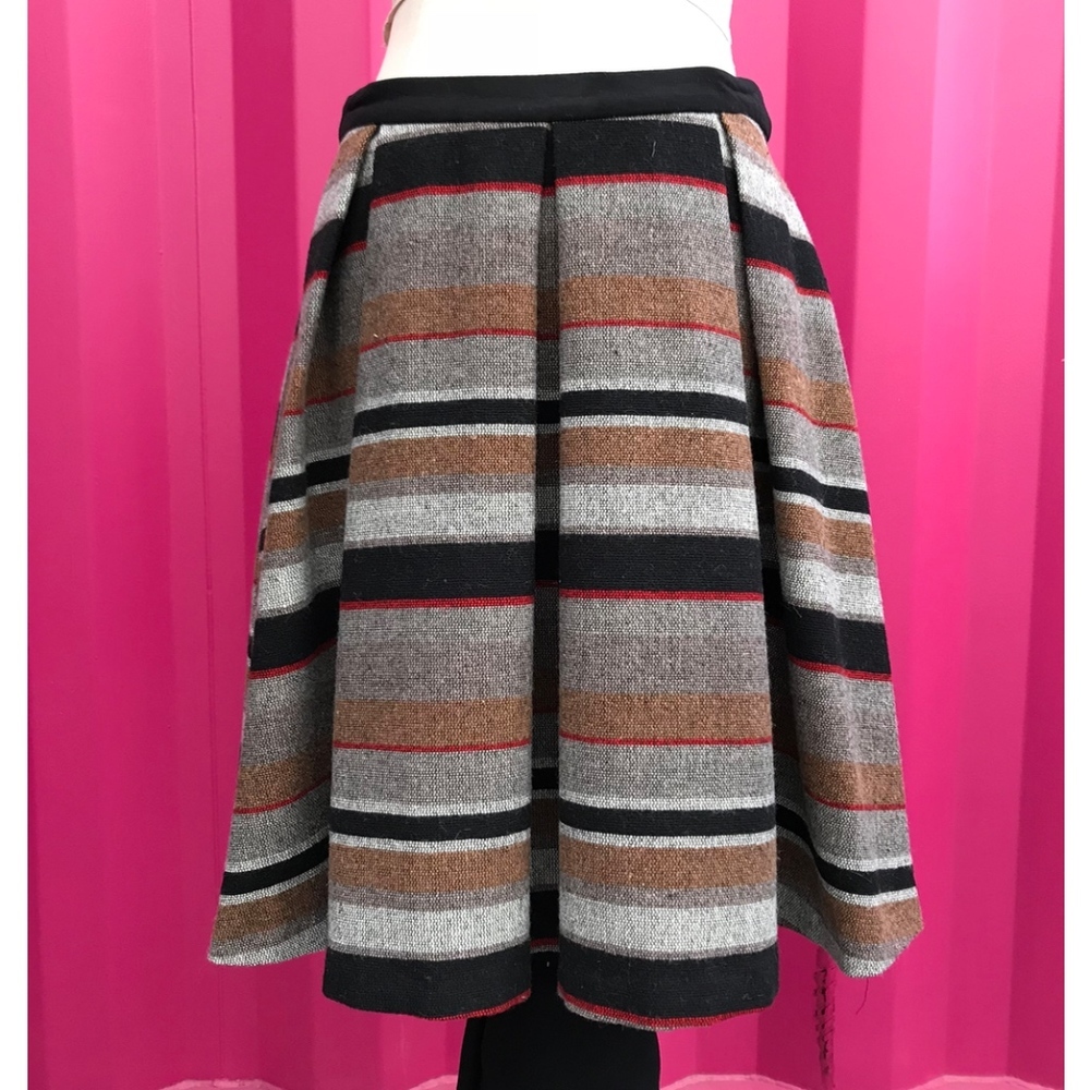 Eva Franco Anthropologie Striped Tweed Flare Skirt